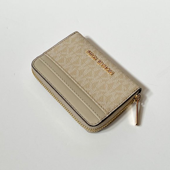 Michael Kors Jet Set Travel Zip Around Card Case Wallet MK Light Sand - Picture 4 of 9